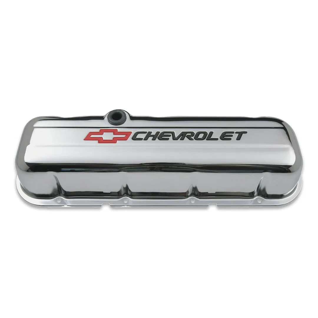 141-813 – PROFORM Valve Cover, Big Block Chevy Tall Valve Covers With Oil Fill Hole With Baffle Chevrolet Emblems Chr...